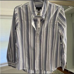 J. Crew Women’s Blue and White Striped Button Down Shirt